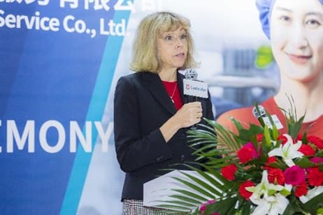 Anu Vuori at opening of Jiaxing plant in China