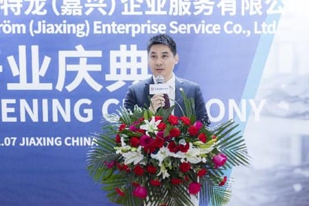 Menglin Pan at opening of Jiaxing plant