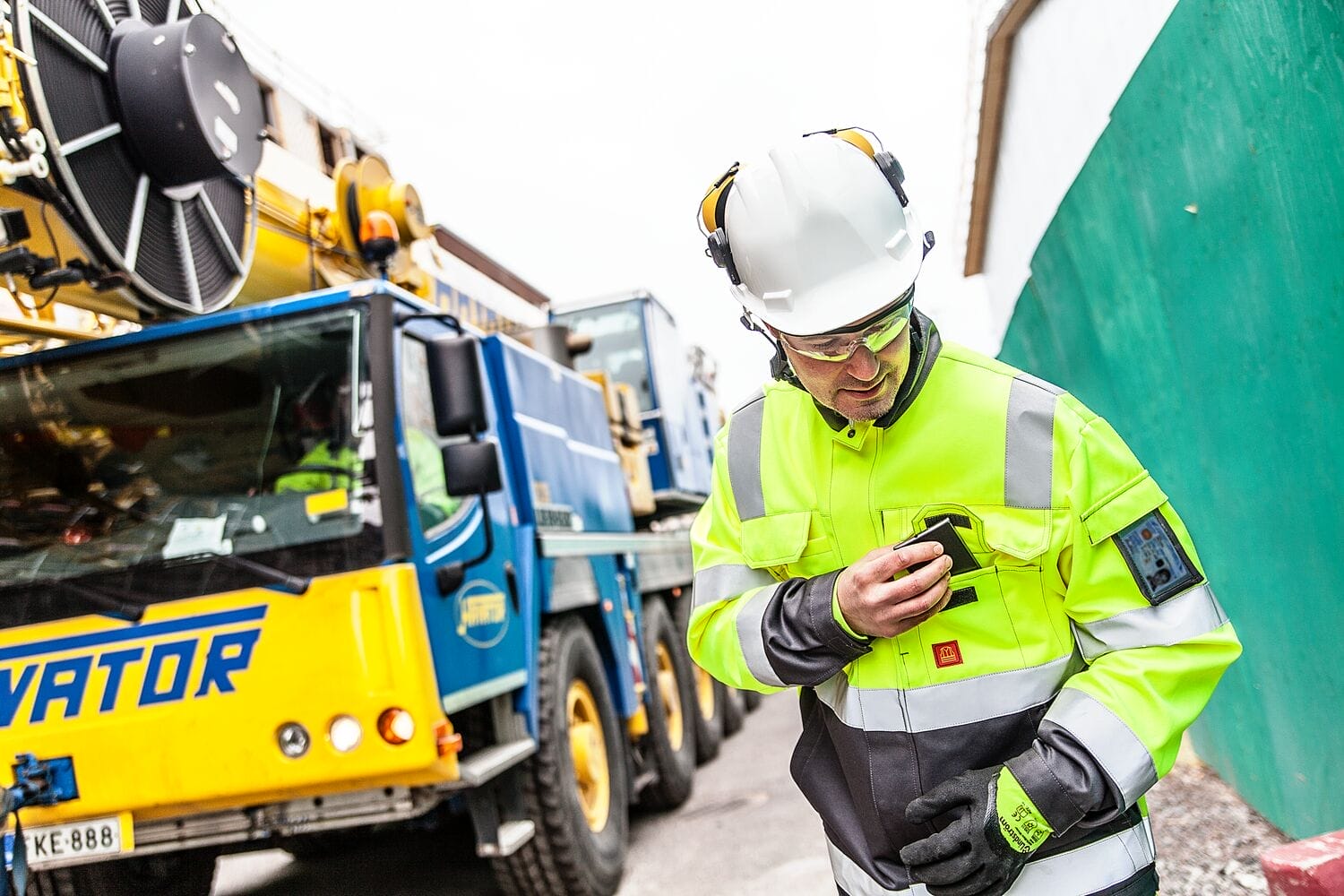 Industrial worker wearing hi vis clothing for health and safety